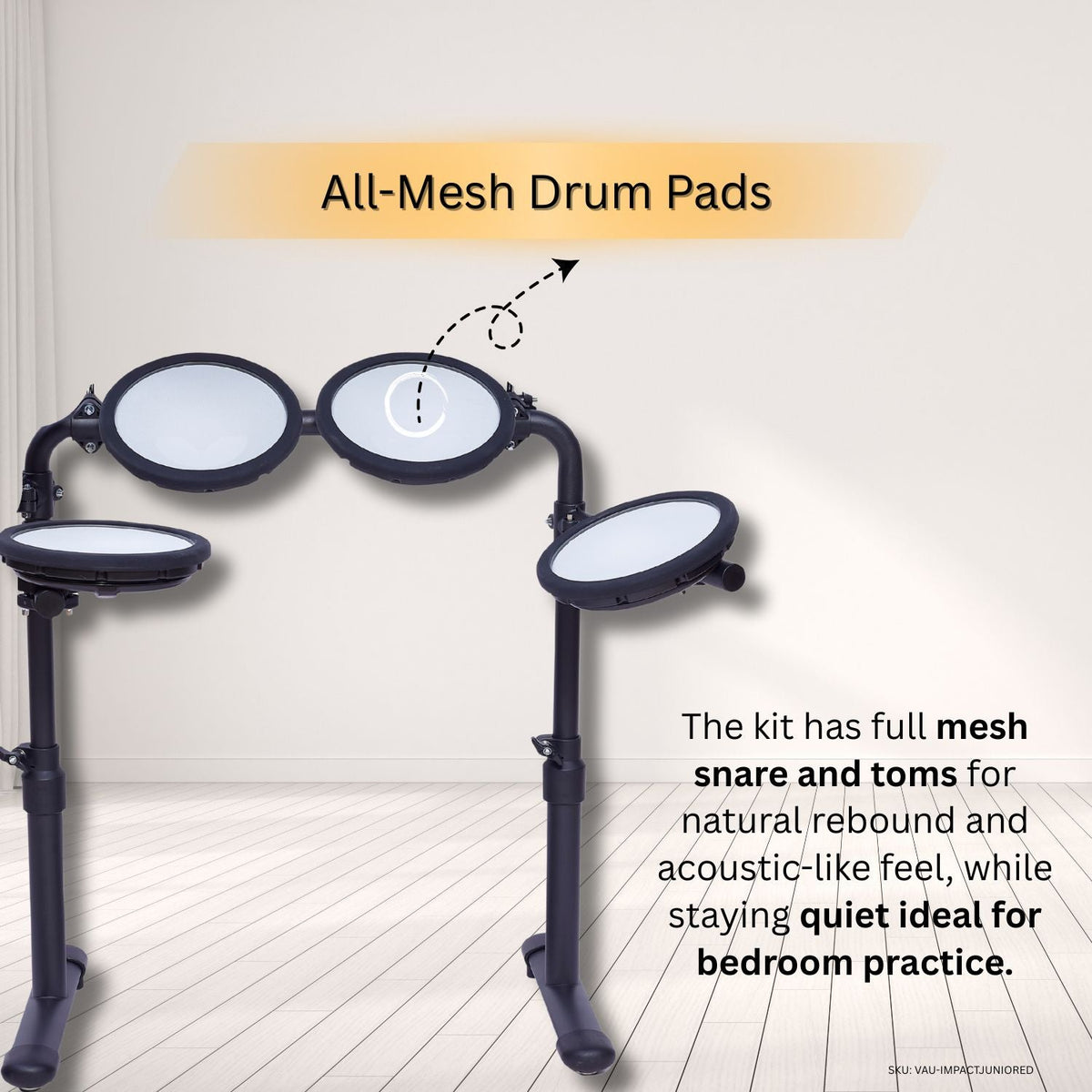 Vault Impact Junior Electronic Drum Kit for Kids & Beginners – All-Mesh Pads, USB-C & 60+ Sounds