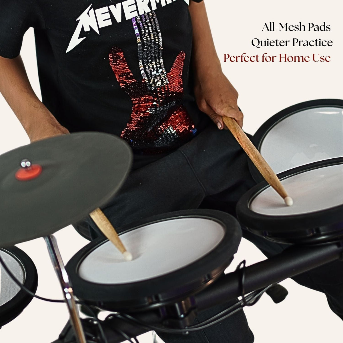 Vault Impact Junior Electronic Drum Kit for Kids & Beginners – All-Mesh Pads, USB-C & 60+ Sounds