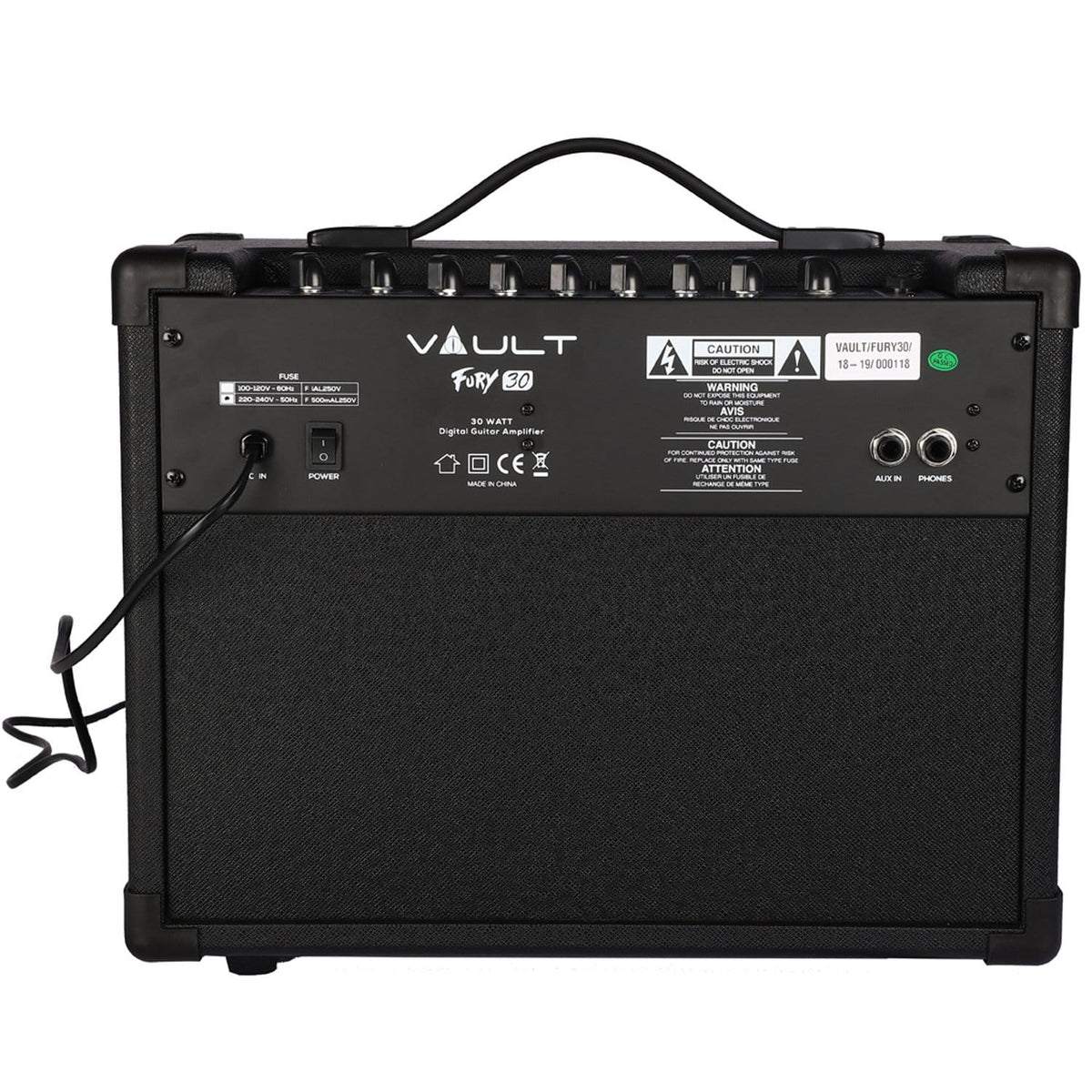 Vault Fury 30 Watt Digital Combo Guitar Amplifier with Effects and 36 Pattern Drum Machine - Must Have Accessories