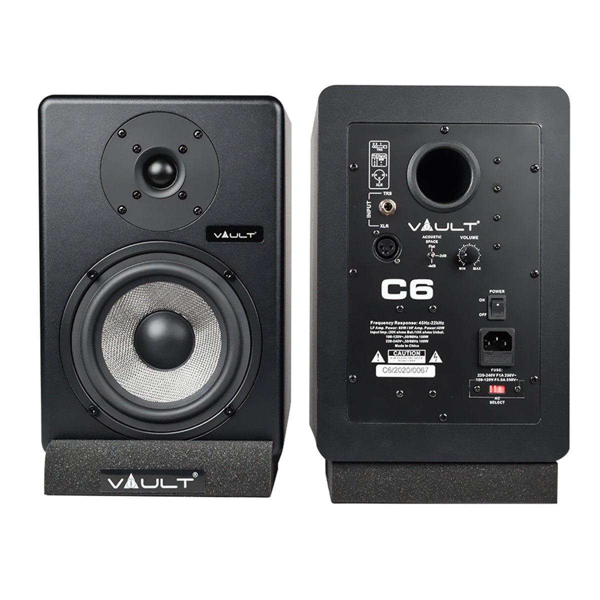 Vault C6 6" Powered Studio Monitors With Isolation Foam Pads - Pair - Open Box