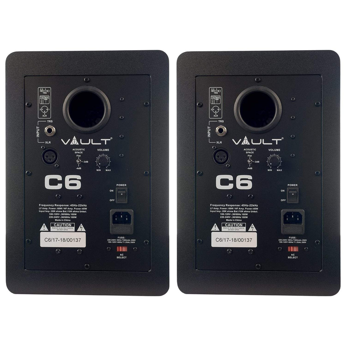 Vault C6 6" Powered Studio Monitors With Isolation Foam Pads - Pair - Open Box