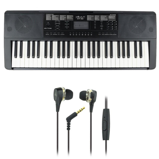 Vault KT-54 Keytone 54-Key Keyboard - Black with Vault Buds Duo Dual Driver Earphones