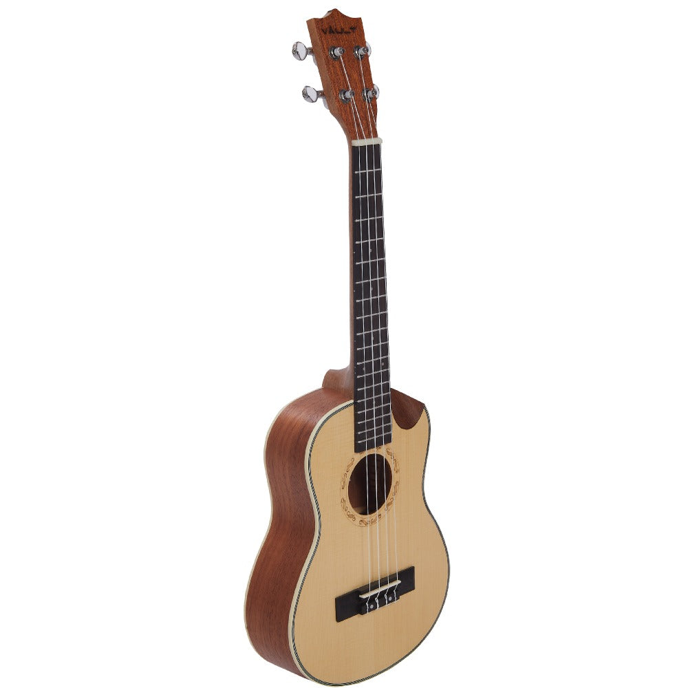 Vault UK-1000TC 26-Inch Solid Spruce Top Premium Semi Cutaway Tenor Ukulele - Open Box