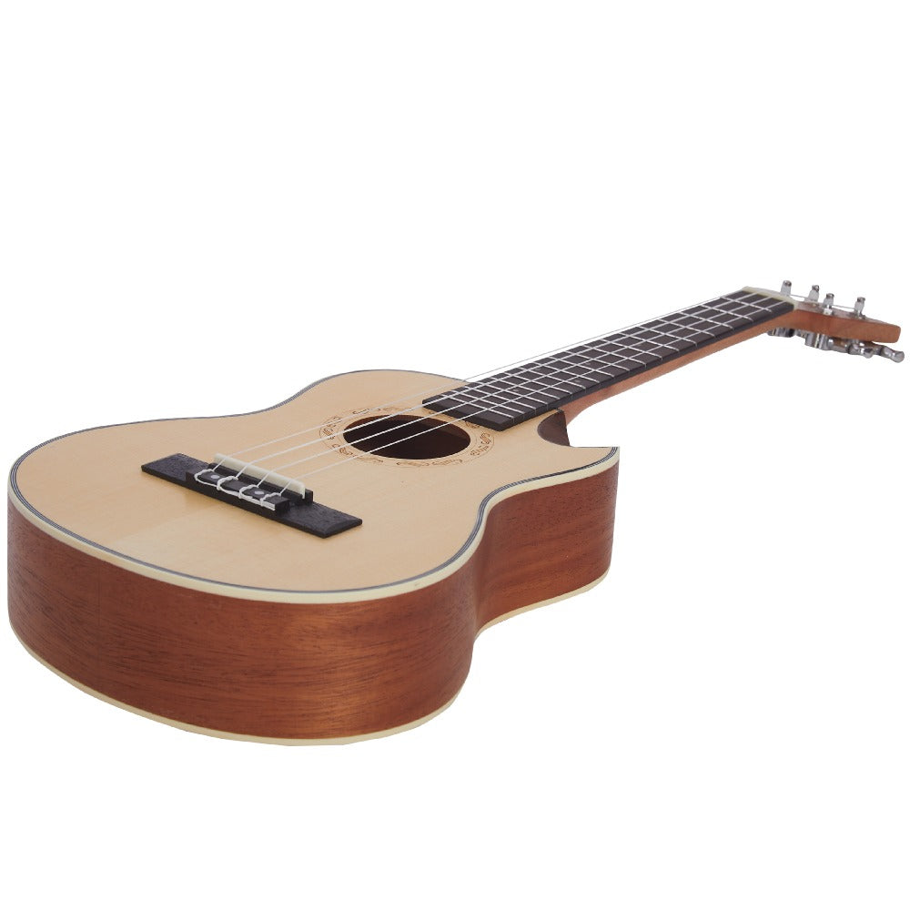 Vault UK-1000TC 26-Inch Solid Spruce Top Premium Semi Cutaway Tenor Ukulele - Open Box