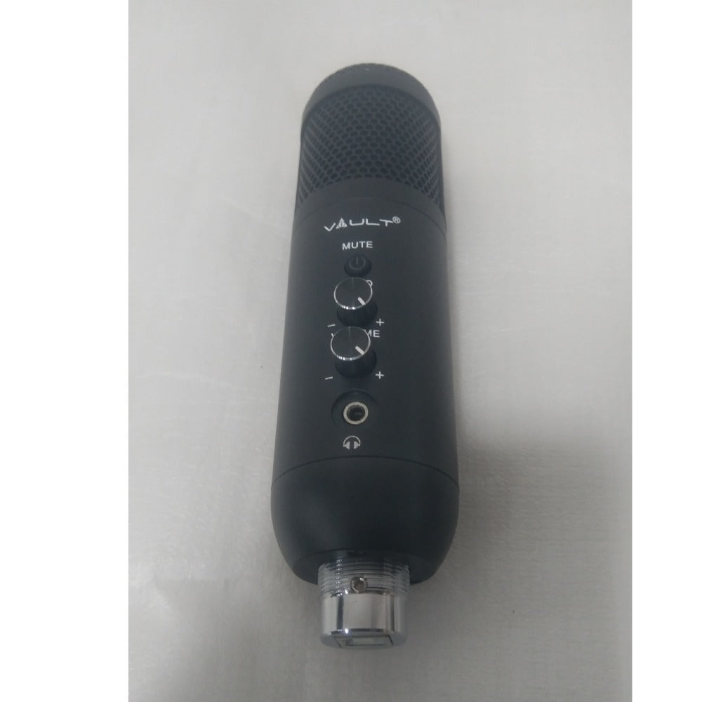 Vault UCM-FX USB Condenser Podcast Microphone Kit  with built in headphone out Volume /Gain control and Mute button for Gaming, Podcasting, Conference Calls, Recording, Singing and Dubbing - (USB Mic - E01) - Open Box B Stock