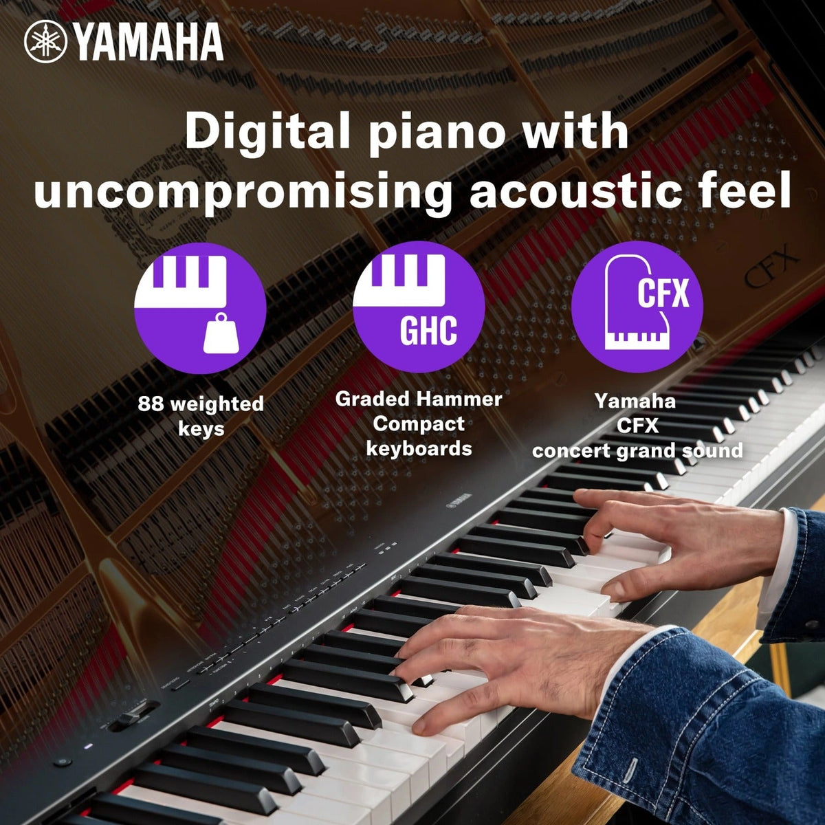 Yamaha P-225 88-Key Weighted Action Portable Digital Piano with Adaptor